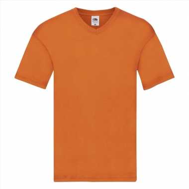 Basic v hals katoenen t shirt oranje heren