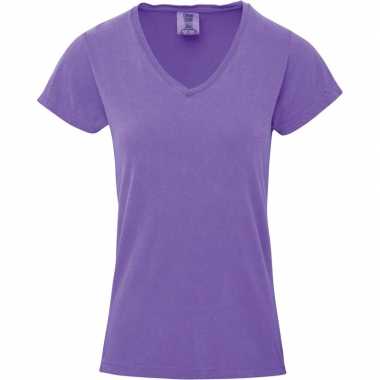 Basic v hals t shirt comfort colors paars dames