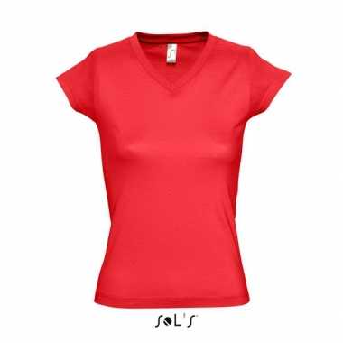 Set stuks dames t shirt v hals rood % katoen, maat: (xl)