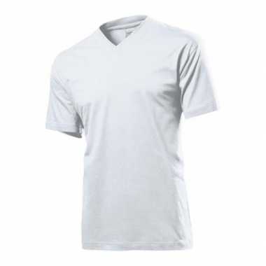 Set stuks wit basic heren t shirt v hals grams katoen, maat: small