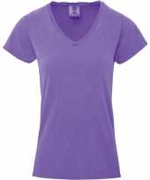 Basic v hals t shirt comfort colors paars dames