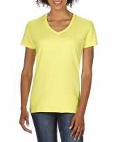 Basic v hals t shirt licht geel dames