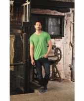 Basic v hals t shirt vintage washed lime heren