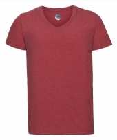 Basic v hals t shirt vintage washed rood heren