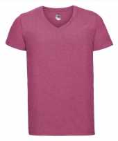 Basic v hals t shirt vintage washed roze heren