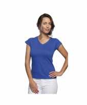 Dames t shirt v hals kobalt blauw