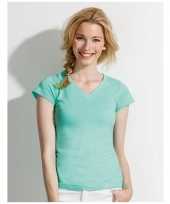 Dames t shirt v hals mint groen