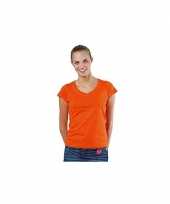 Dames t shirt v hals oranje