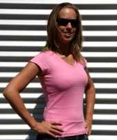 Dames t shirt v hals roze