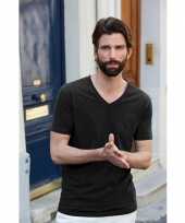 Donkergrijs stretch shirt v hals