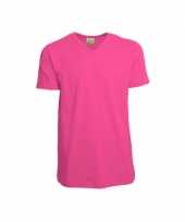 Fuchsia heren t shirt v hals