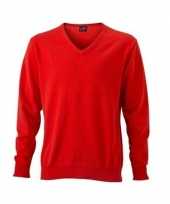 Heren v hals pullover oranje
