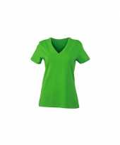 Lime dames stretch t shirt v hals