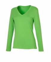 Lime dames v hals shirt lange mouw