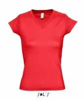 Set stuks dames t shirt v hals rood katoen maat s 10295086
