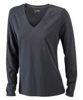 Zwart dames v hals shirt lange mouw